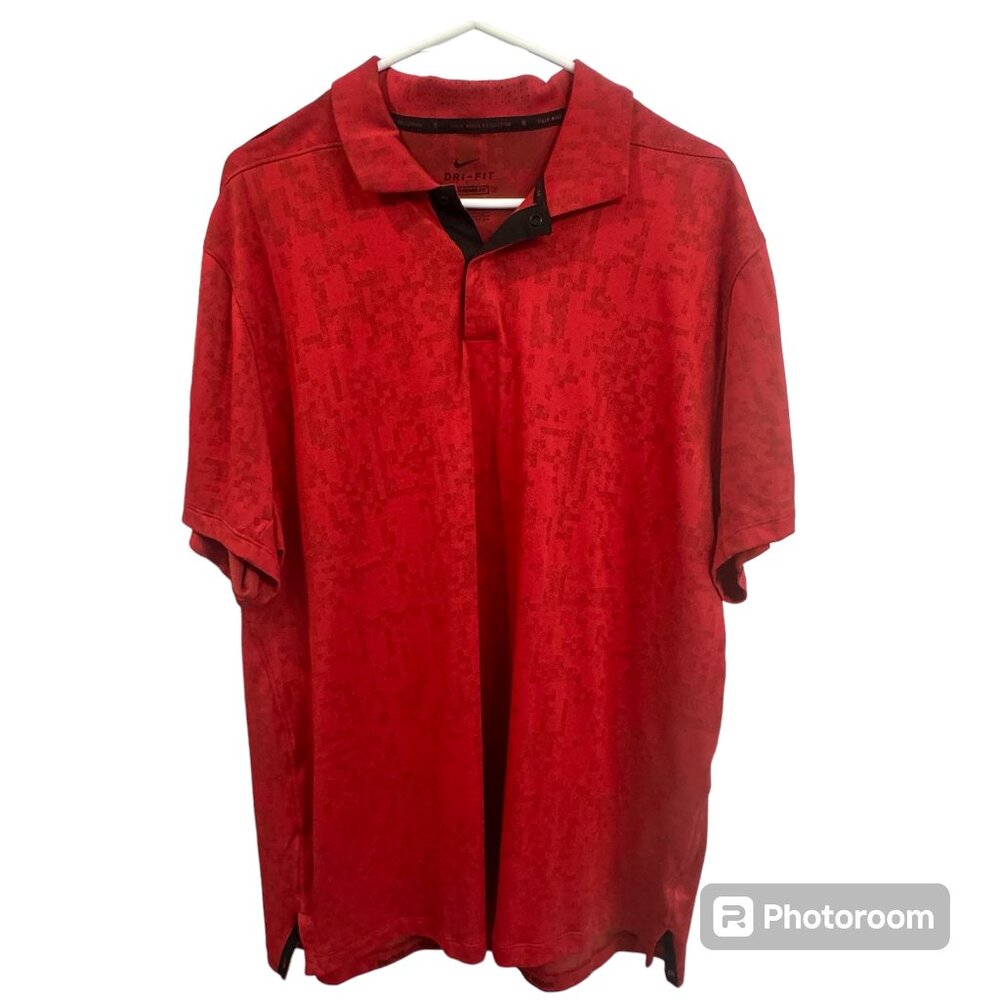 Nike Dry Fit Dark Red with Stylish Pint Vertical Mesh Golf Polo